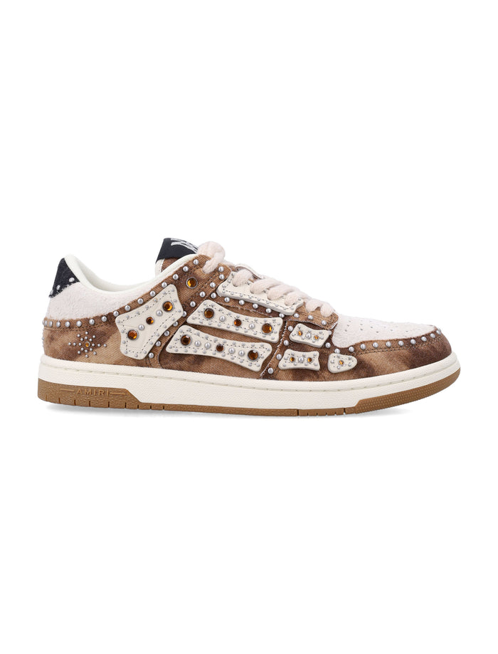Amiri Stud Skel Top Low Sneakers Dark Brown Upper
