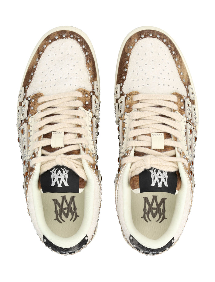 Amiri Stud Skel Top Low Sneakers Dark Brown Upper