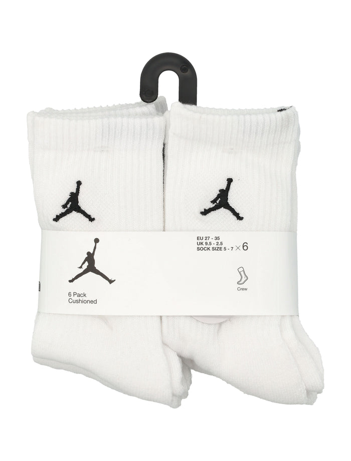 Jordan Everyday Essentials Kids Crew Socks 6-Pack White Polyester