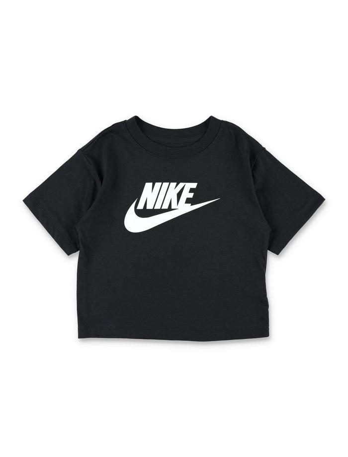 Nike Logo Cropped Tee For Girls Black Cotton Tshirt