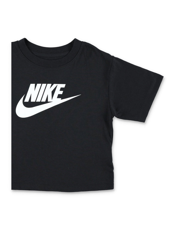 Nike Logo Cropped Tee For Girls Black Cotton Tshirt