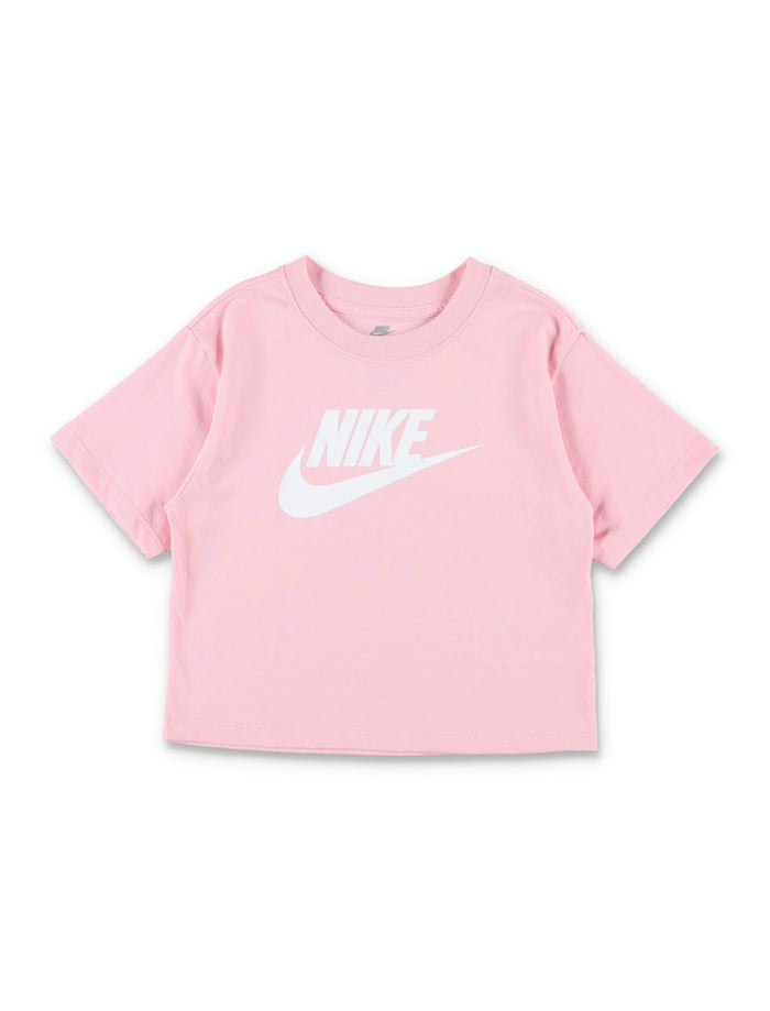 Nike Logo Cropped Tee For Girls Pink Cotton Tshirt