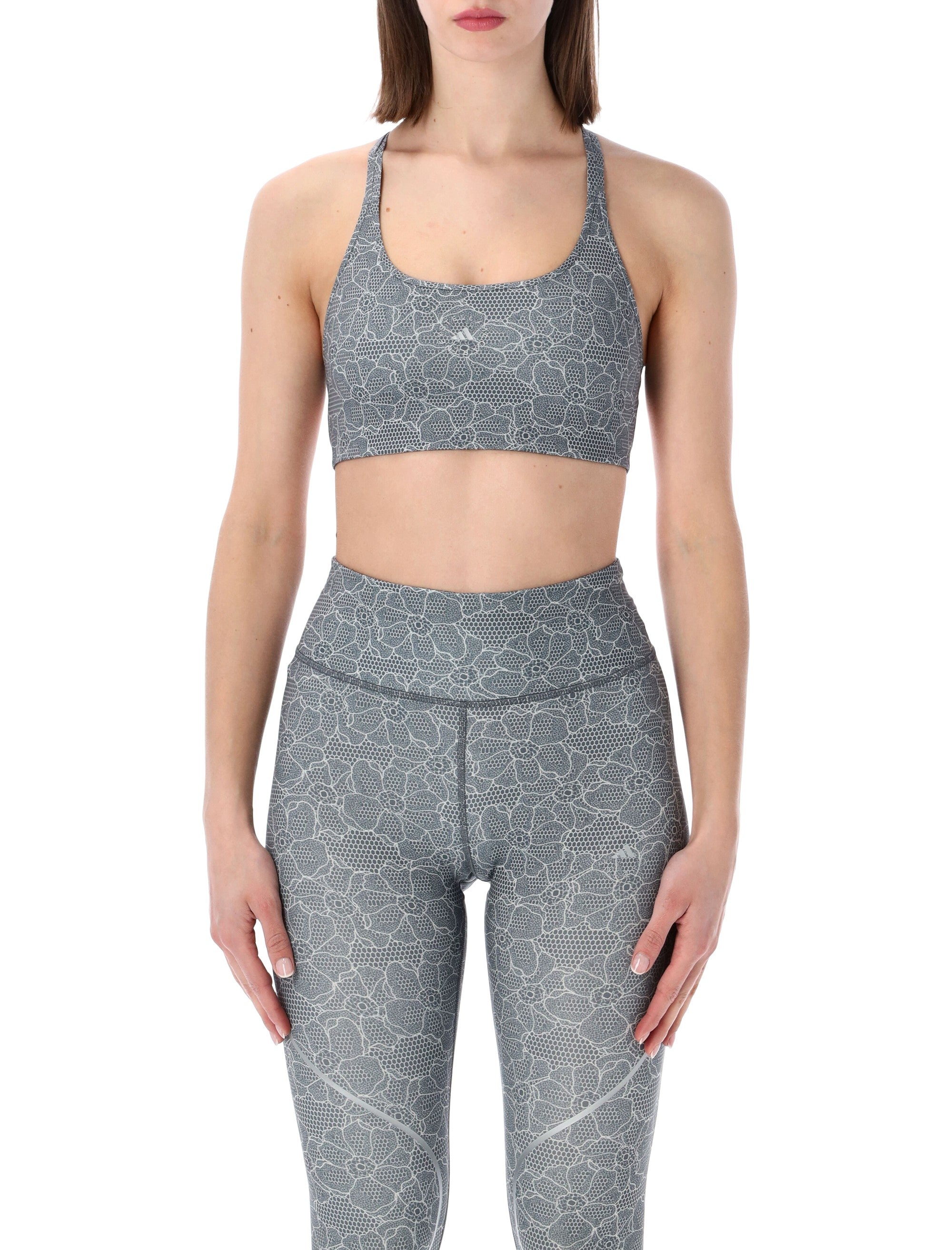 Adidas By Stella Mccartney Printed Mini Crop Top Onix Recycled Polyester