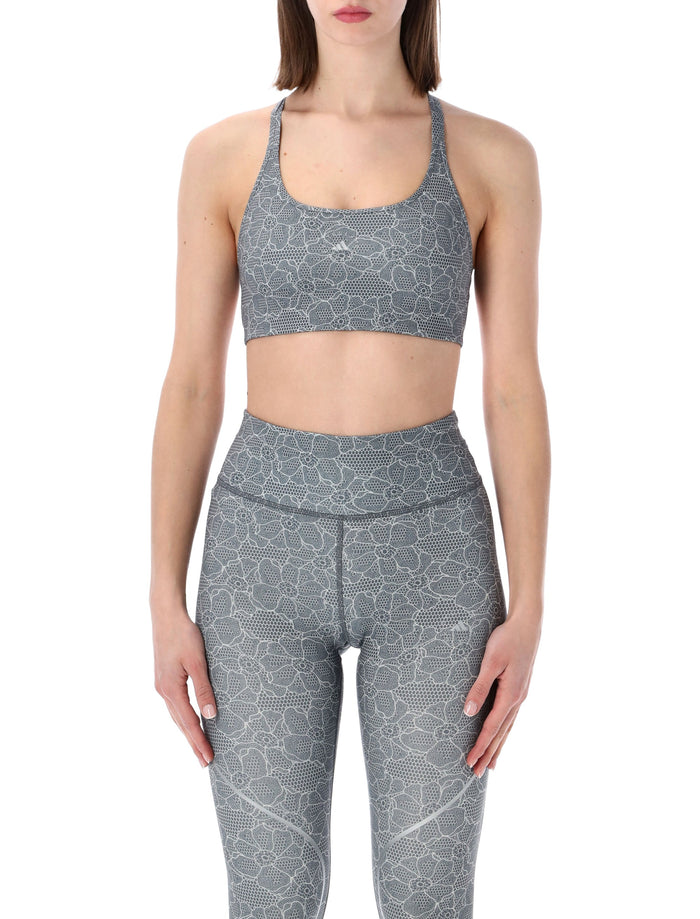 Adidas By Stella Mccartney Printed Mini Crop Top Onix Recycled Polyester