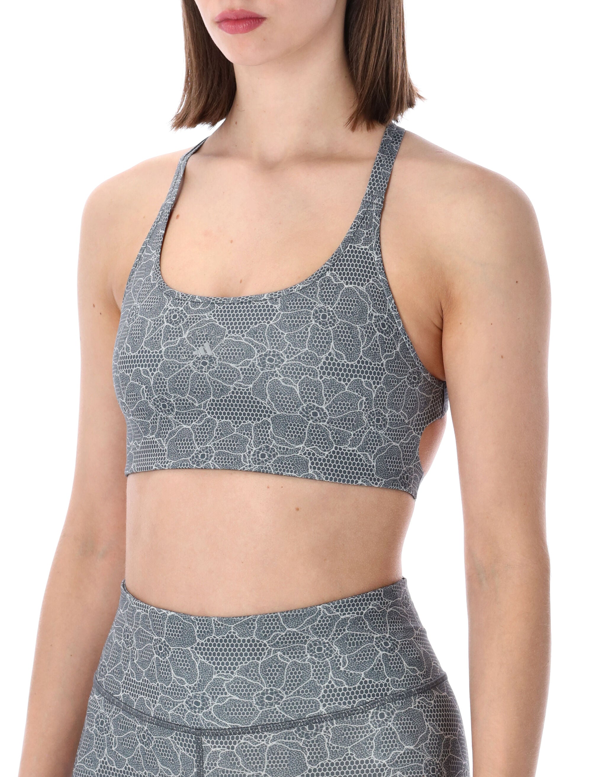 Adidas By Stella Mccartney Printed Mini Crop Top Onix Recycled Polyester