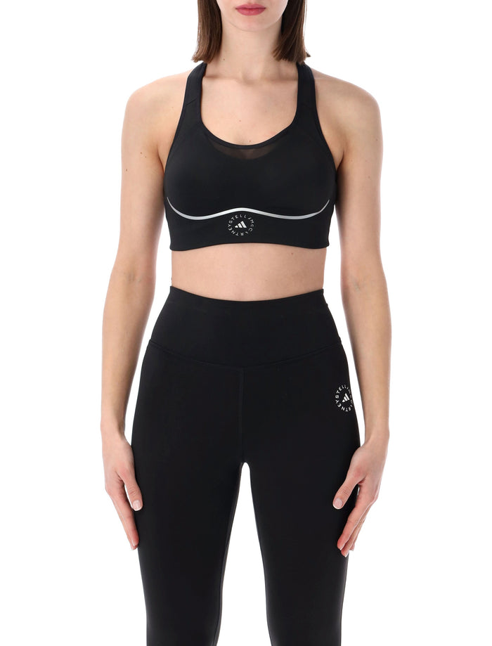 Adidas By Stella Mccartney High Support Running Sports Bra Black Recycled Polyester Top