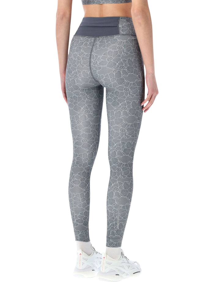 Adidas By Stella Mccartney Printed Running Leggings Onix Recycled Polyester