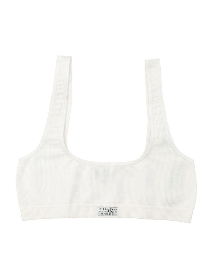 MM6 Maison Margiela ribbed bralette White Cotton Bra