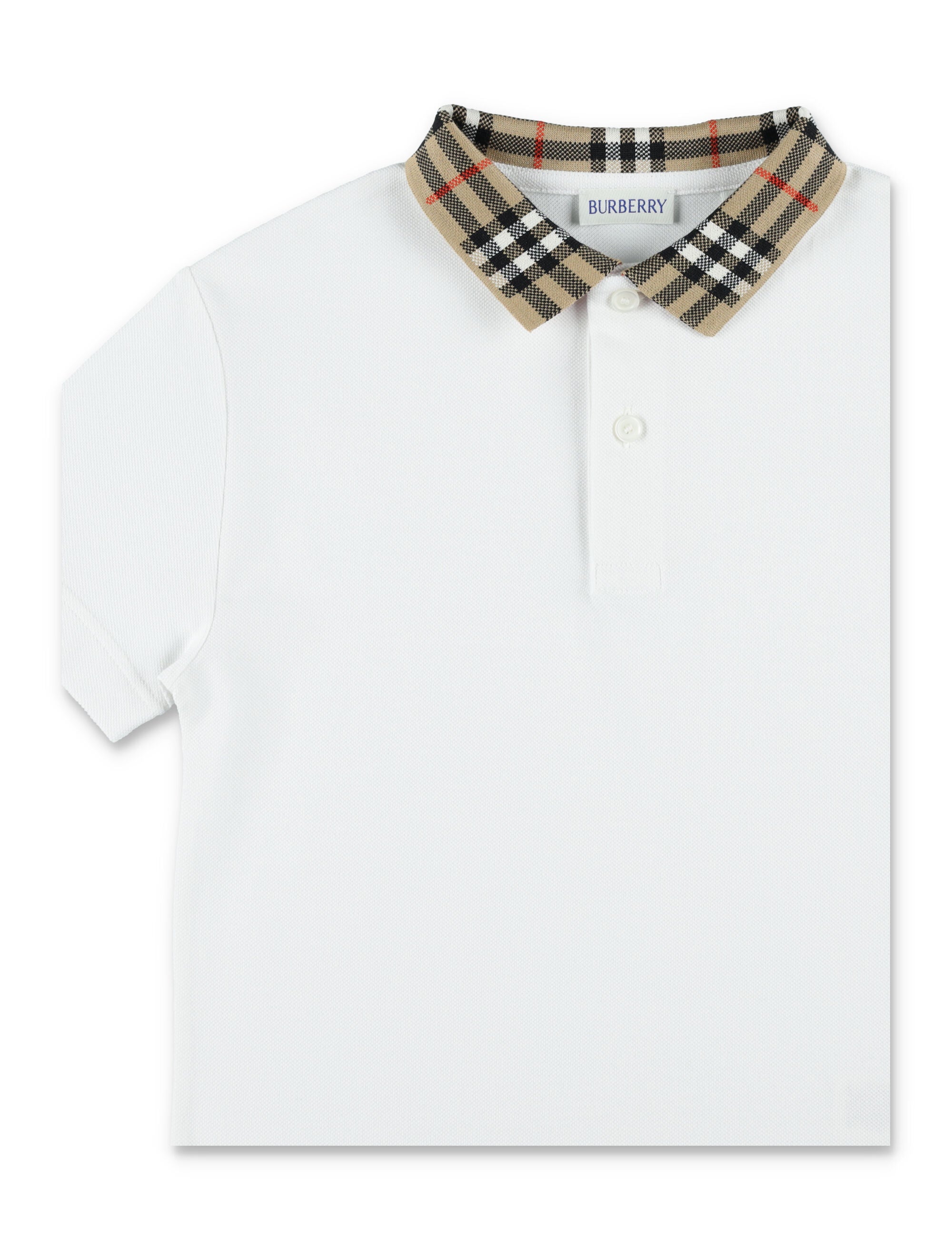 Burberry white cotton polo with Check collar for kids Tshirt