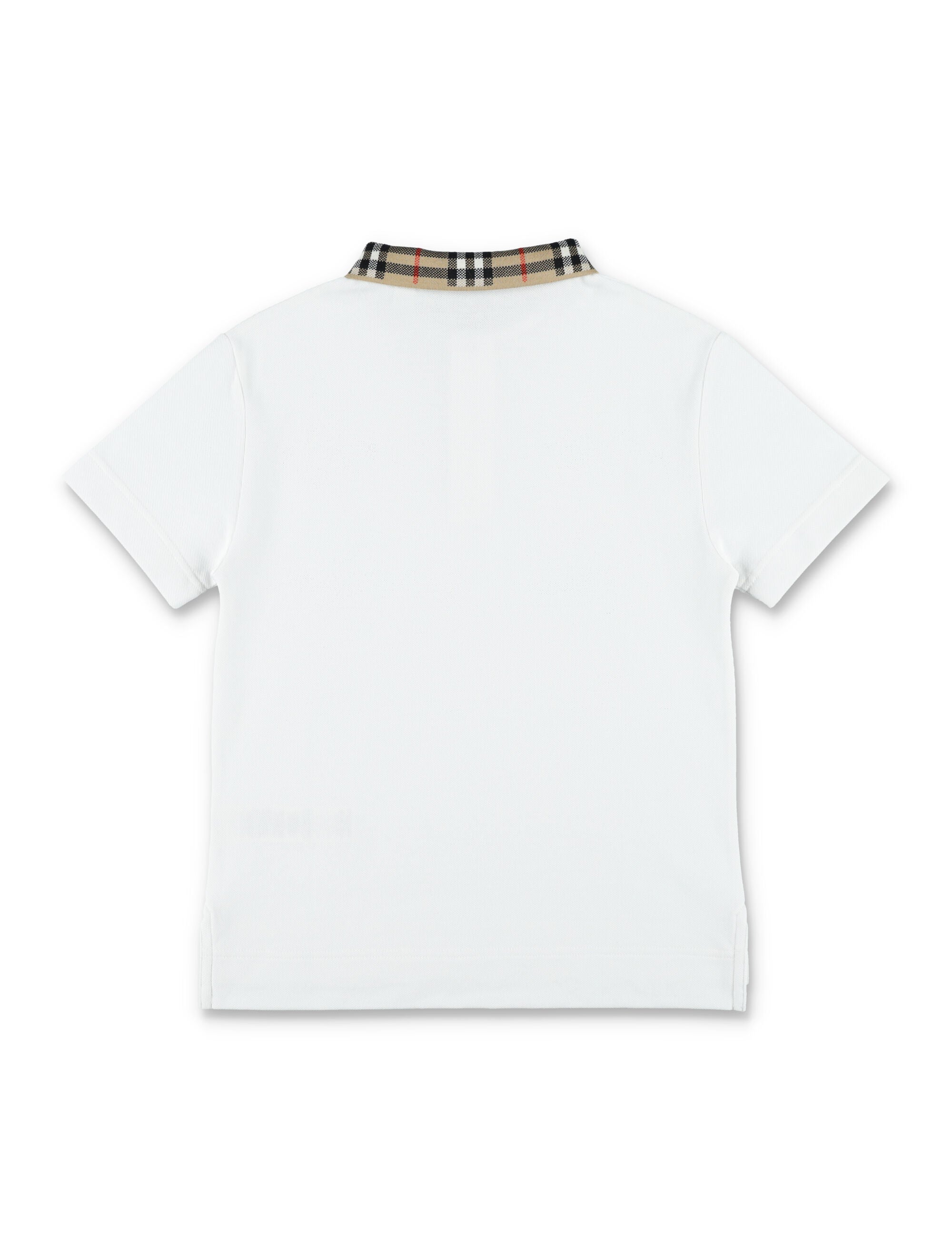 Burberry white cotton polo with Check collar for kids Tshirt