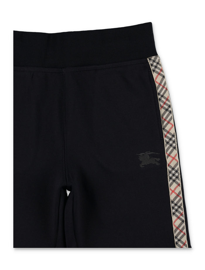 Burberry cotton shorts with Check trims for kids Black