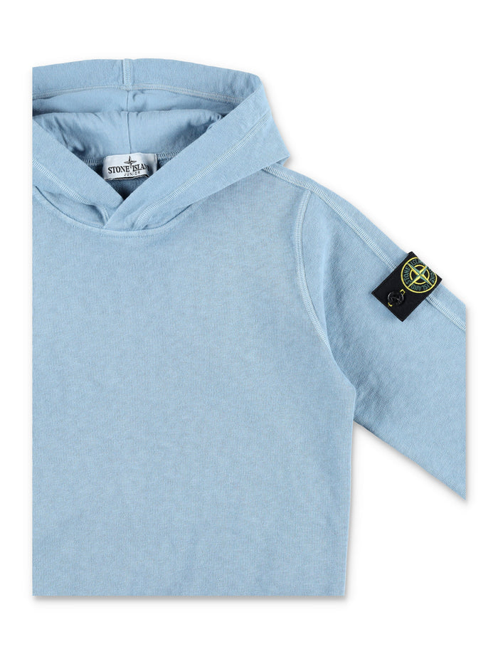 Stone Island Junior hooded sweatshirt for kids Blue Cotton