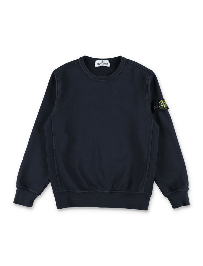 Stone Island Junior basic crewneck sweatshirt Navy Cotton