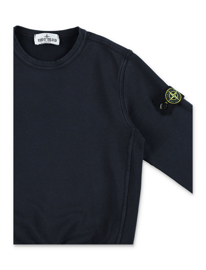 Stone Island Junior basic crewneck sweatshirt Navy Cotton