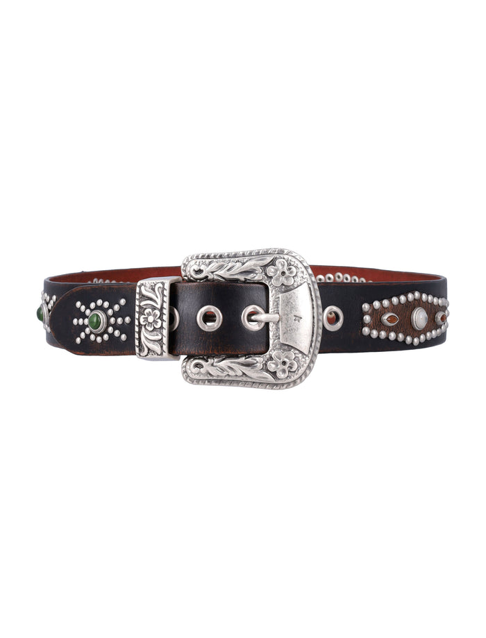 Golden Goose Lace brown leather belt Cow