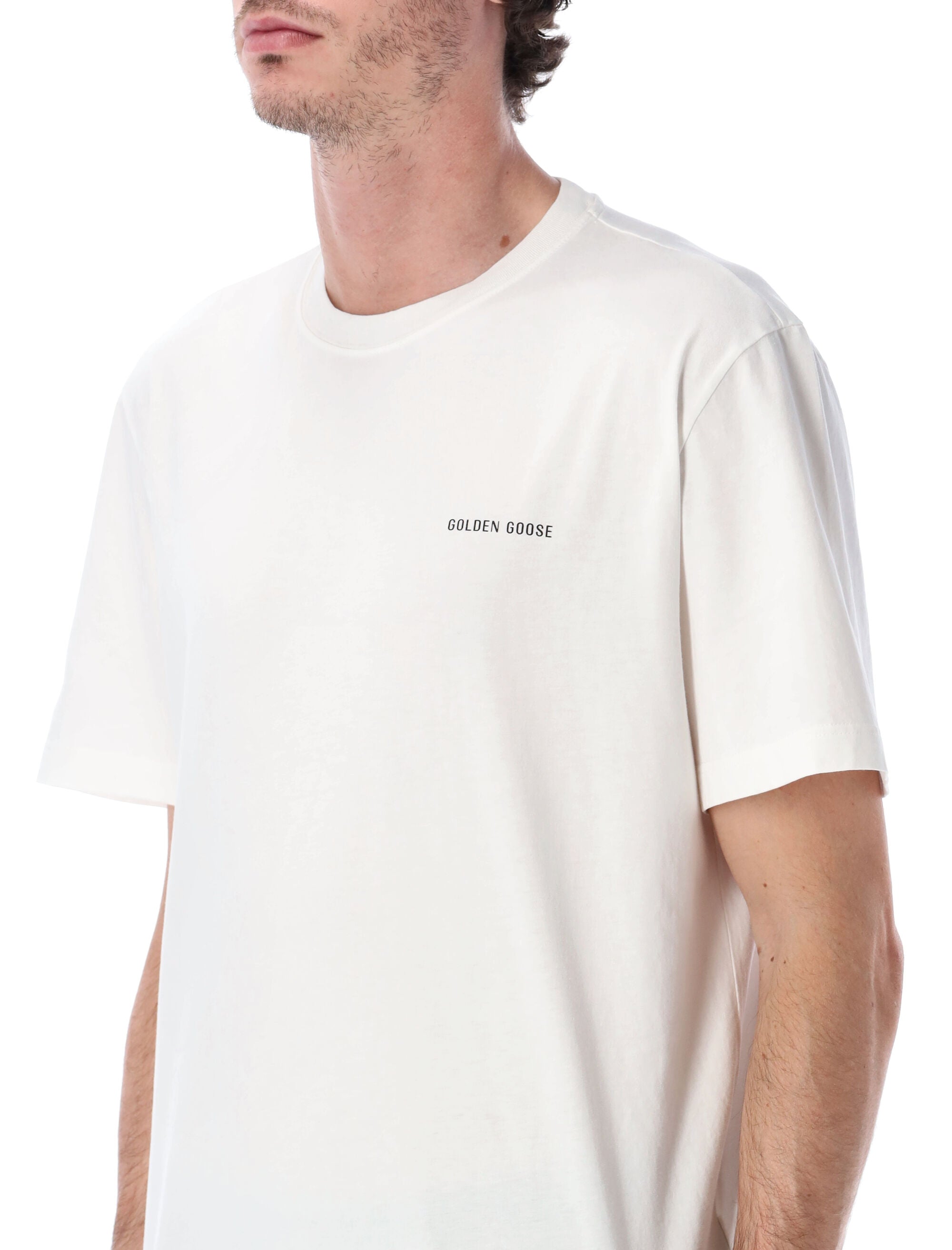 Golden Goose Vintage White Cotton Logo T-Shirt