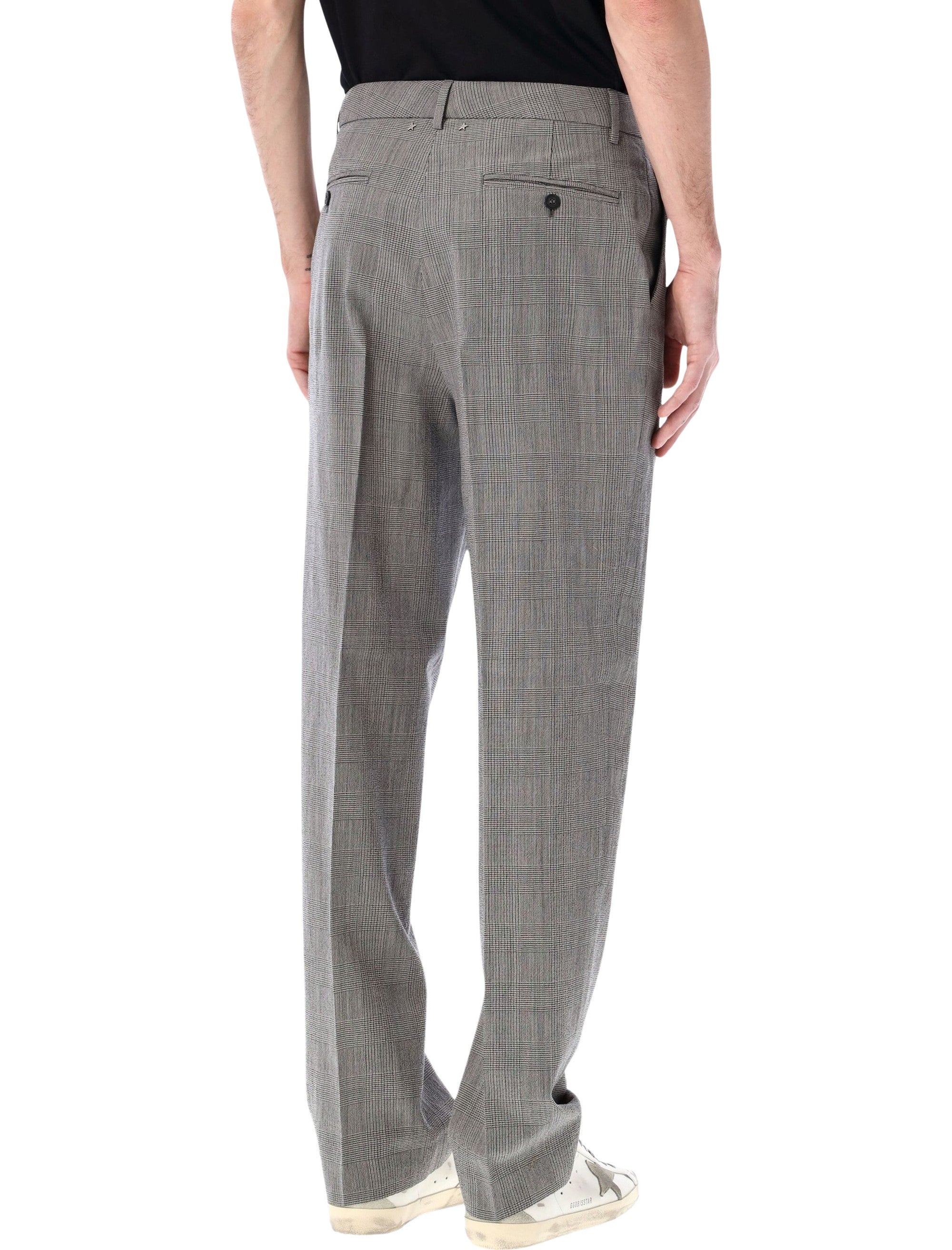 Golden Goose Prince of Wales check slim pants Grey Virgin Wool Lining