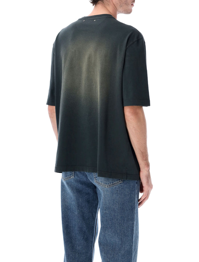 Golden Goose black cotton logo t-shirt Bleached Washed