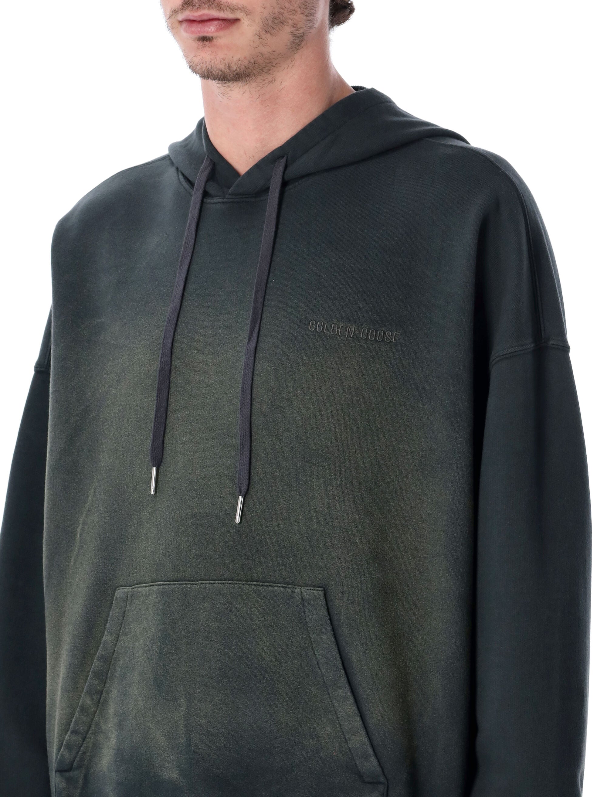 Golden Goose black bleached hooded sweatshirt Washed Cotton