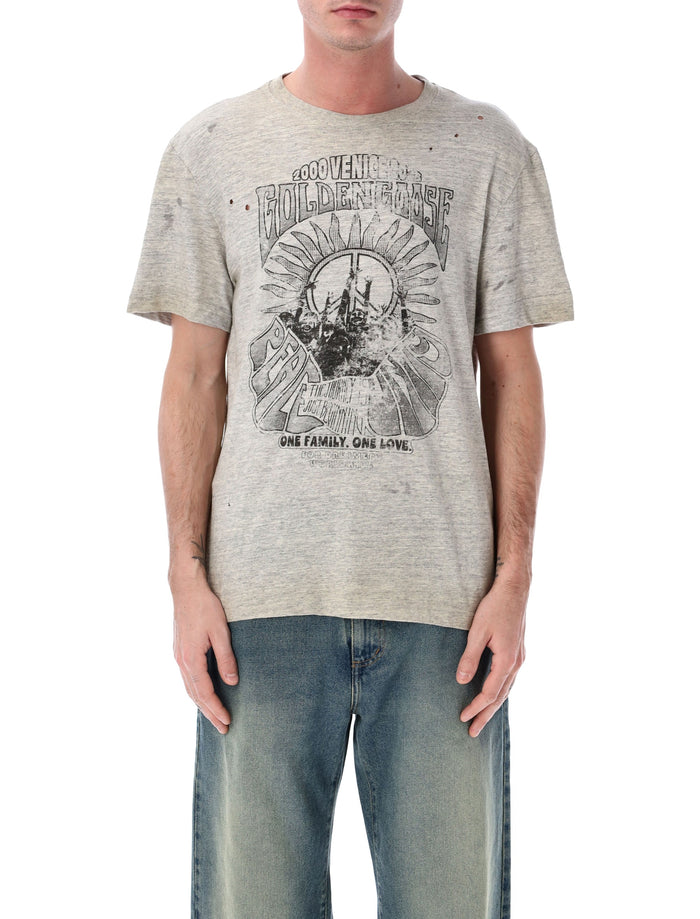 Golden Goose vintage print cotton t-shirt Grey Melange Tshirt