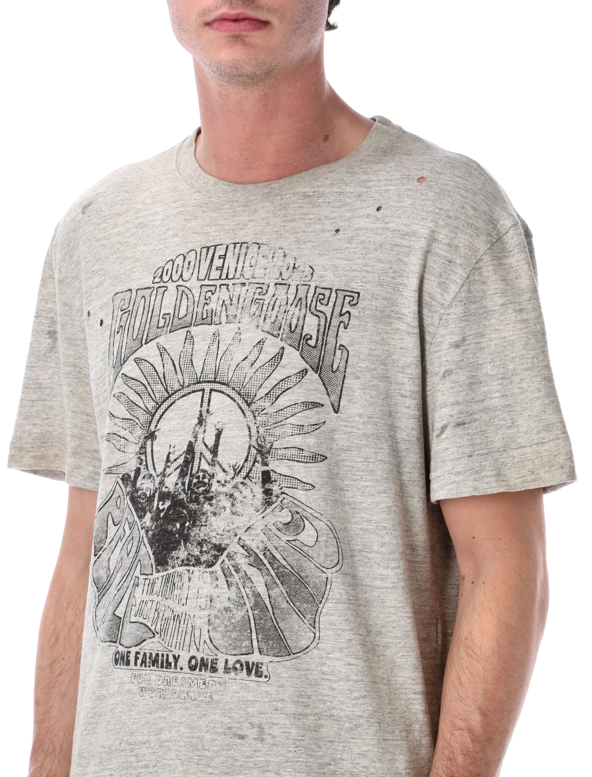 Golden Goose vintage print cotton t-shirt Grey Melange Tshirt