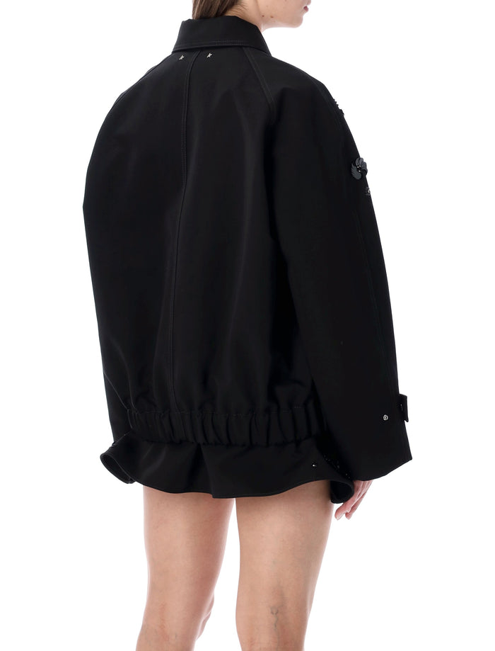 Golden Goose oversized cotton twill jacket with floral embroidery Black