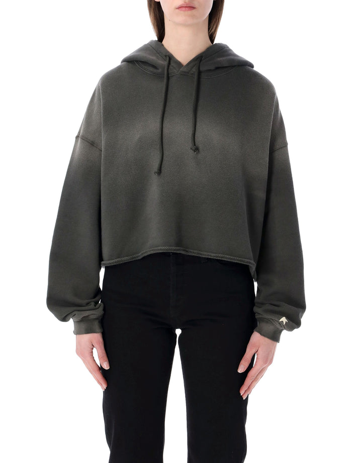 Golden Goose Star cropped hoodie Charcoal Cotton Sweatshirt