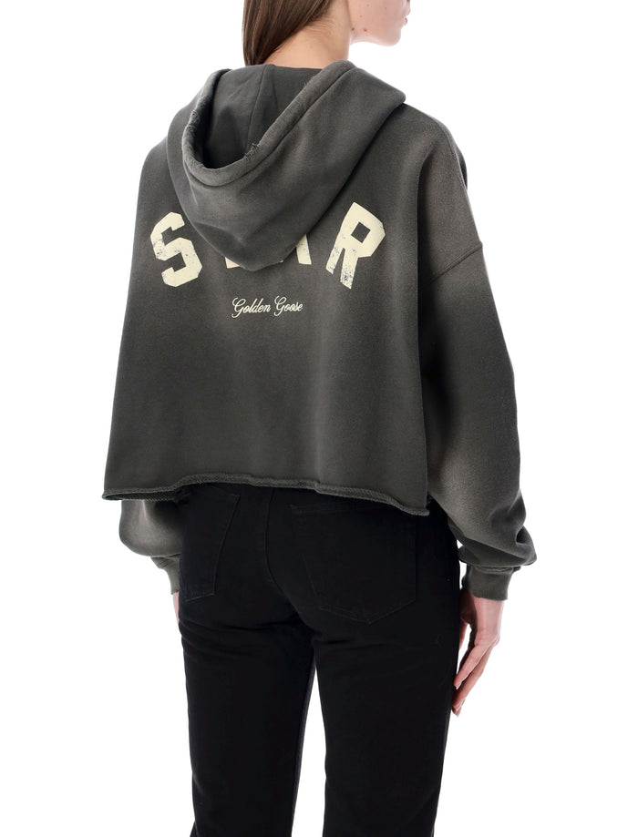 Golden Goose Star cropped hoodie Charcoal Cotton Sweatshirt