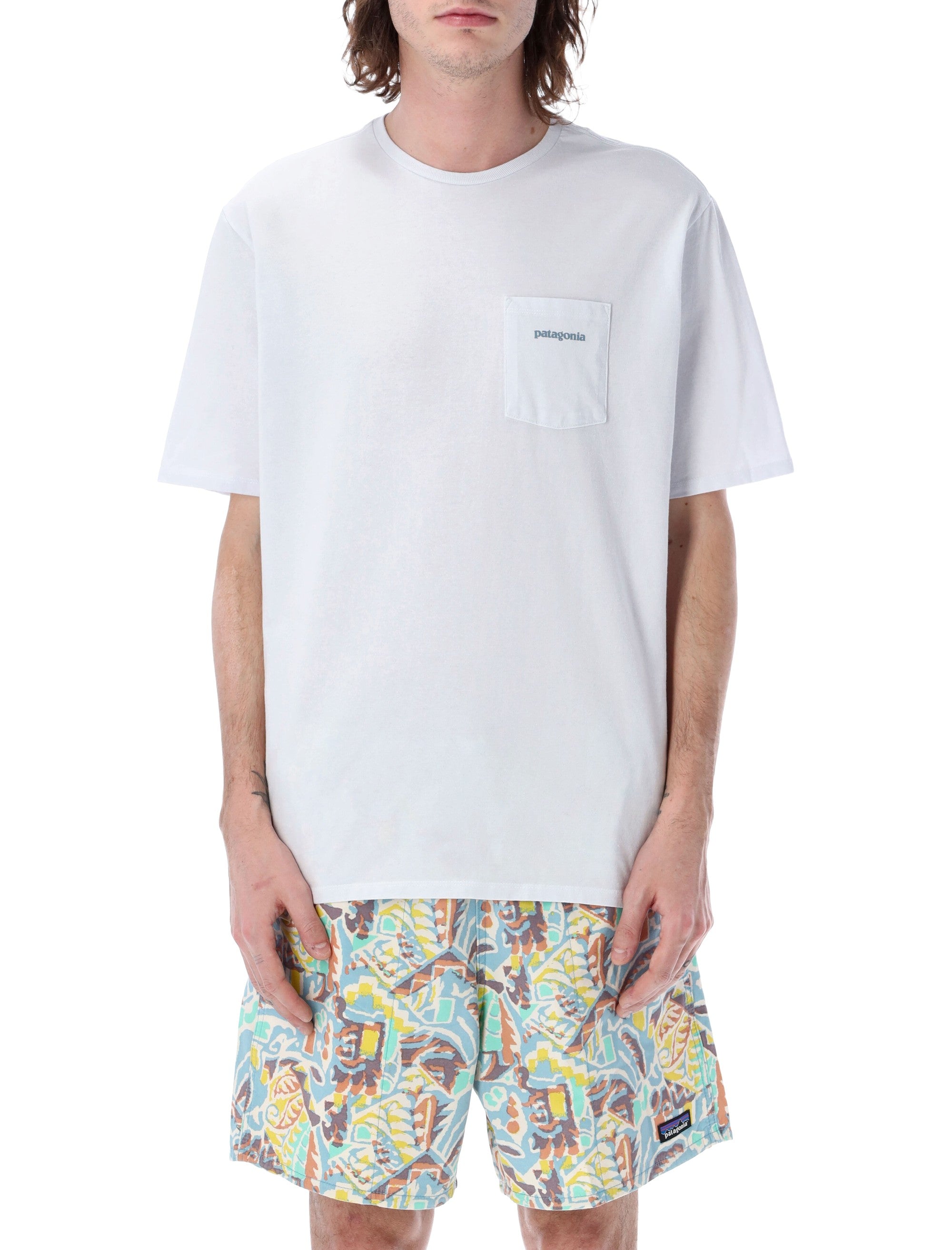 Patagonia Boardshort Logo Pocket T-Shirt White Recycled Cotton Tshirt