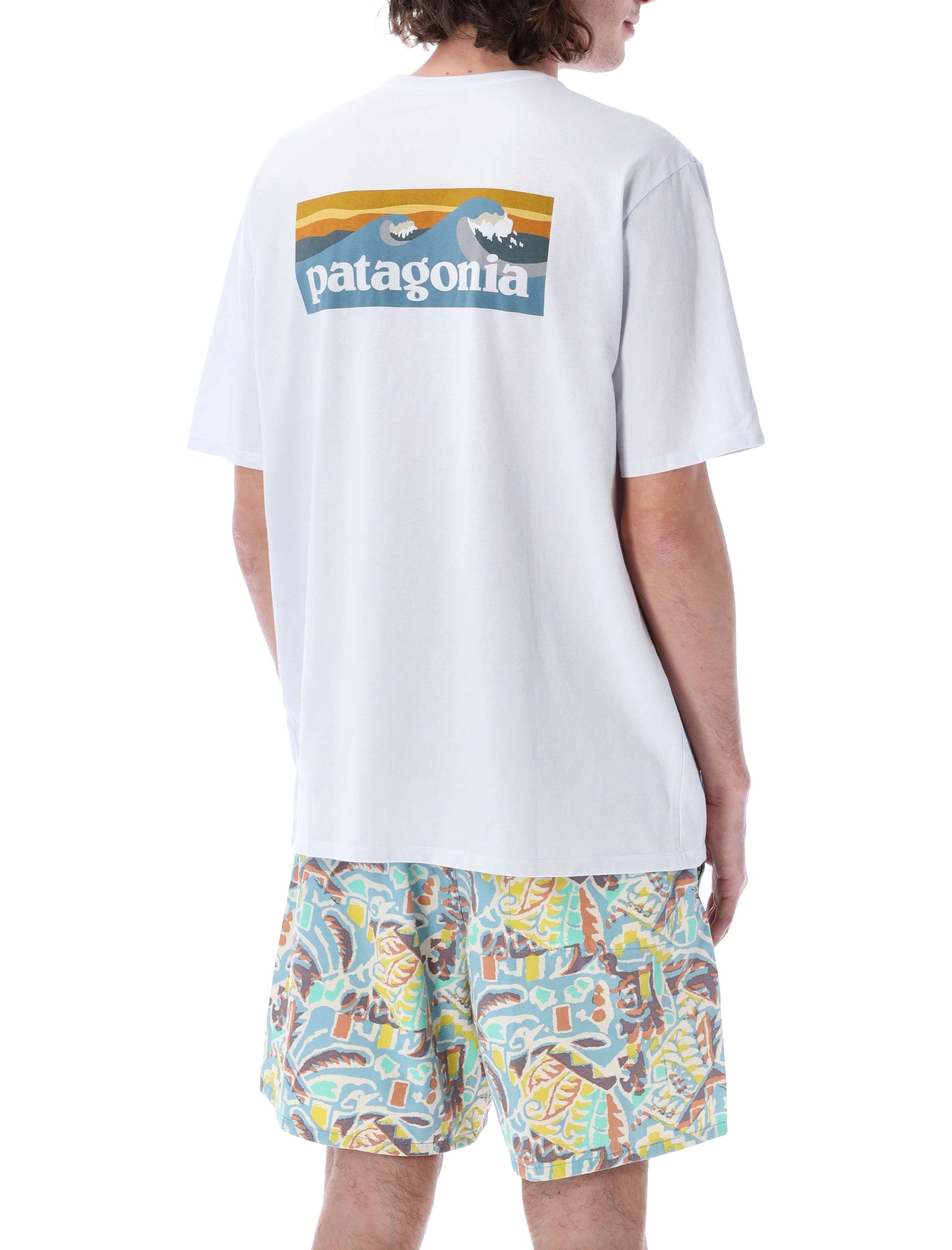 Patagonia Boardshort Logo Pocket T-Shirt White Recycled Cotton Tshirt