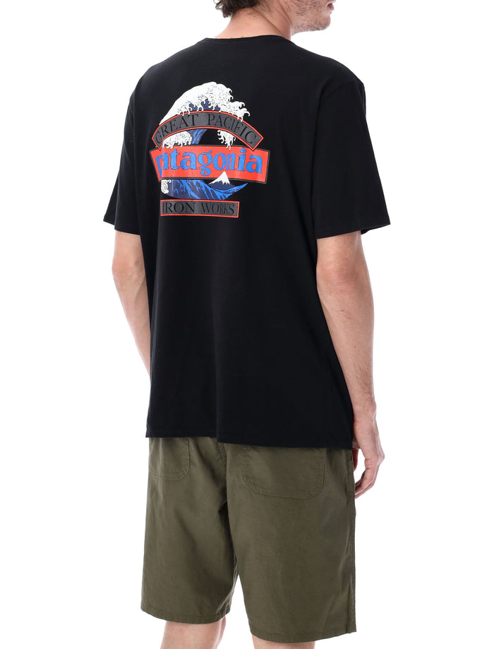 Patagonia Short-Sleeved Great Waves Responsibili-Tee® Black Recycled Cotton Tshirt