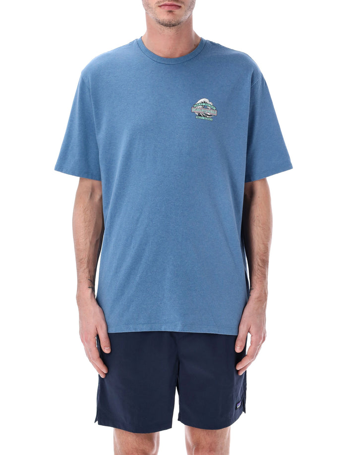 Patagonia short-sleeved Great Waves Responsibili-Tee® Shore Blue Recycled Cotton Tshirt