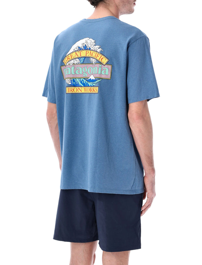 Patagonia short-sleeved Great Waves Responsibili-Tee® Shore Blue Recycled Cotton Tshirt