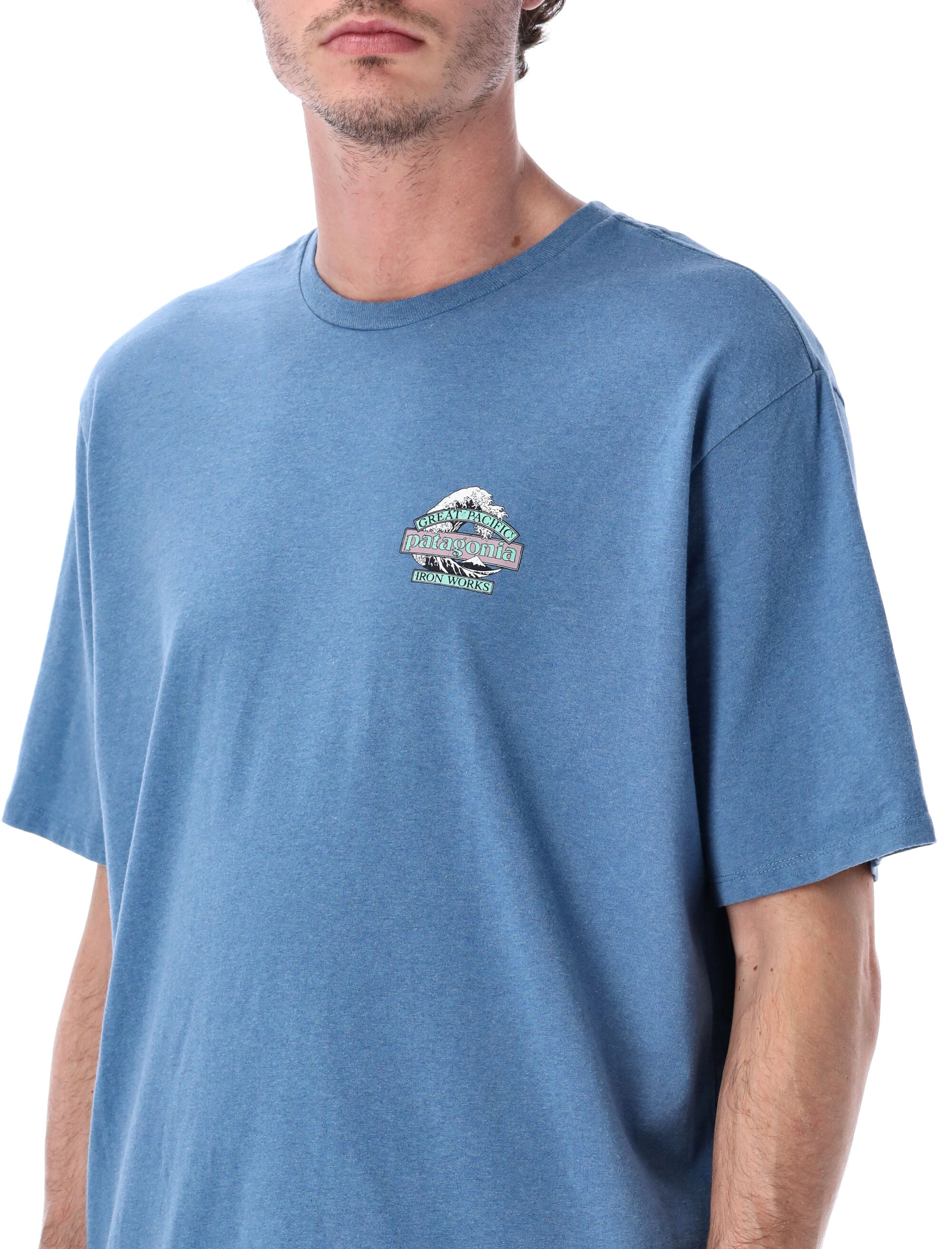 Patagonia short-sleeved Great Waves Responsibili-Tee® Shore Blue Recycled Cotton Tshirt
