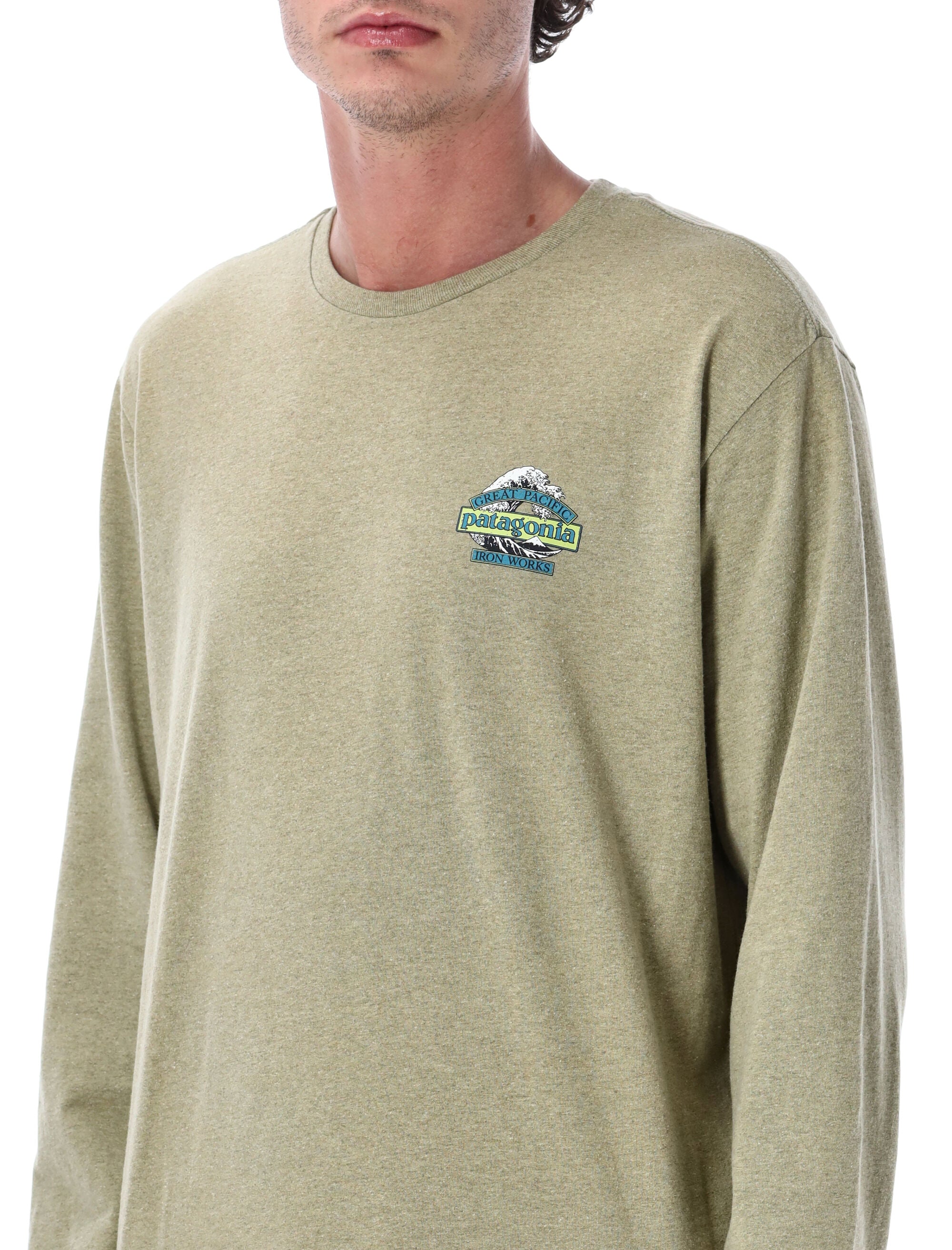 Patagonia long-sleeved Great Waves Responsibili-Tee® Green Recycled Cotton Tshirt
