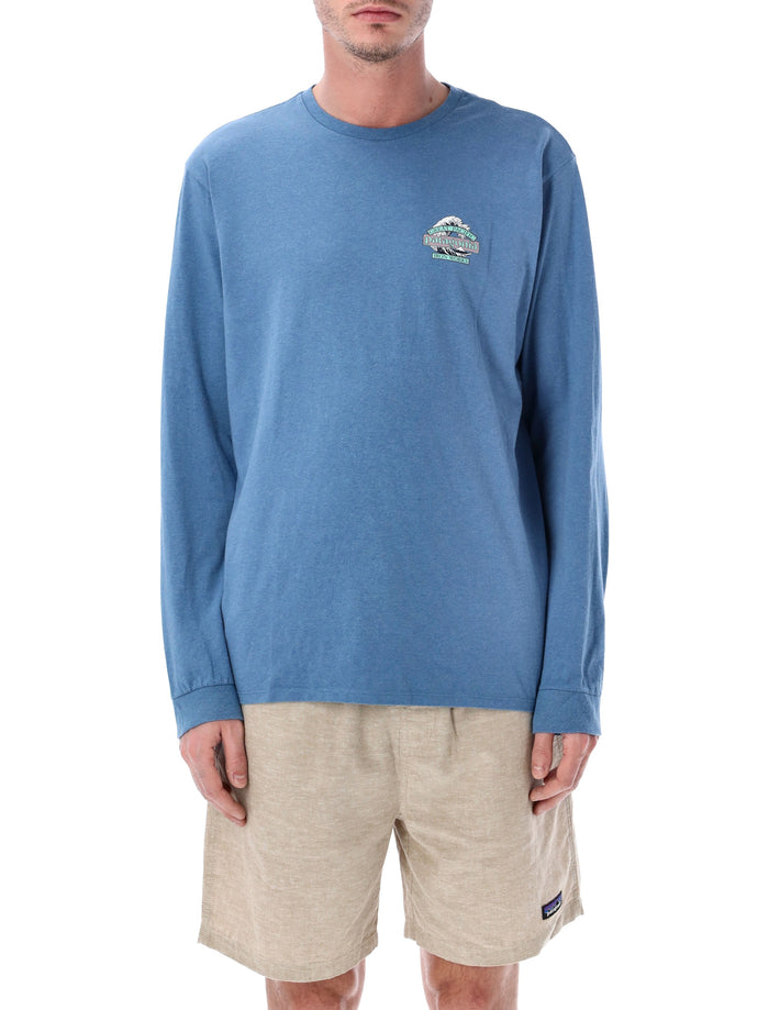 Patagonia long-sleeved Great Waves Responsibili-Tee® Shore Blue Recycled Cotton Tshirt