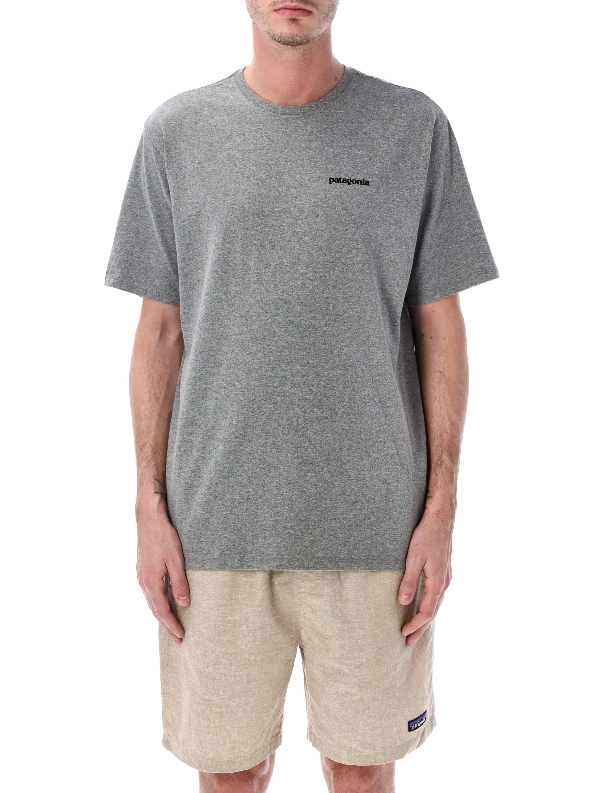 Patagonia P-6 Logo Responsibili-Tee Gravel Heather Recycled Cotton Tshirt