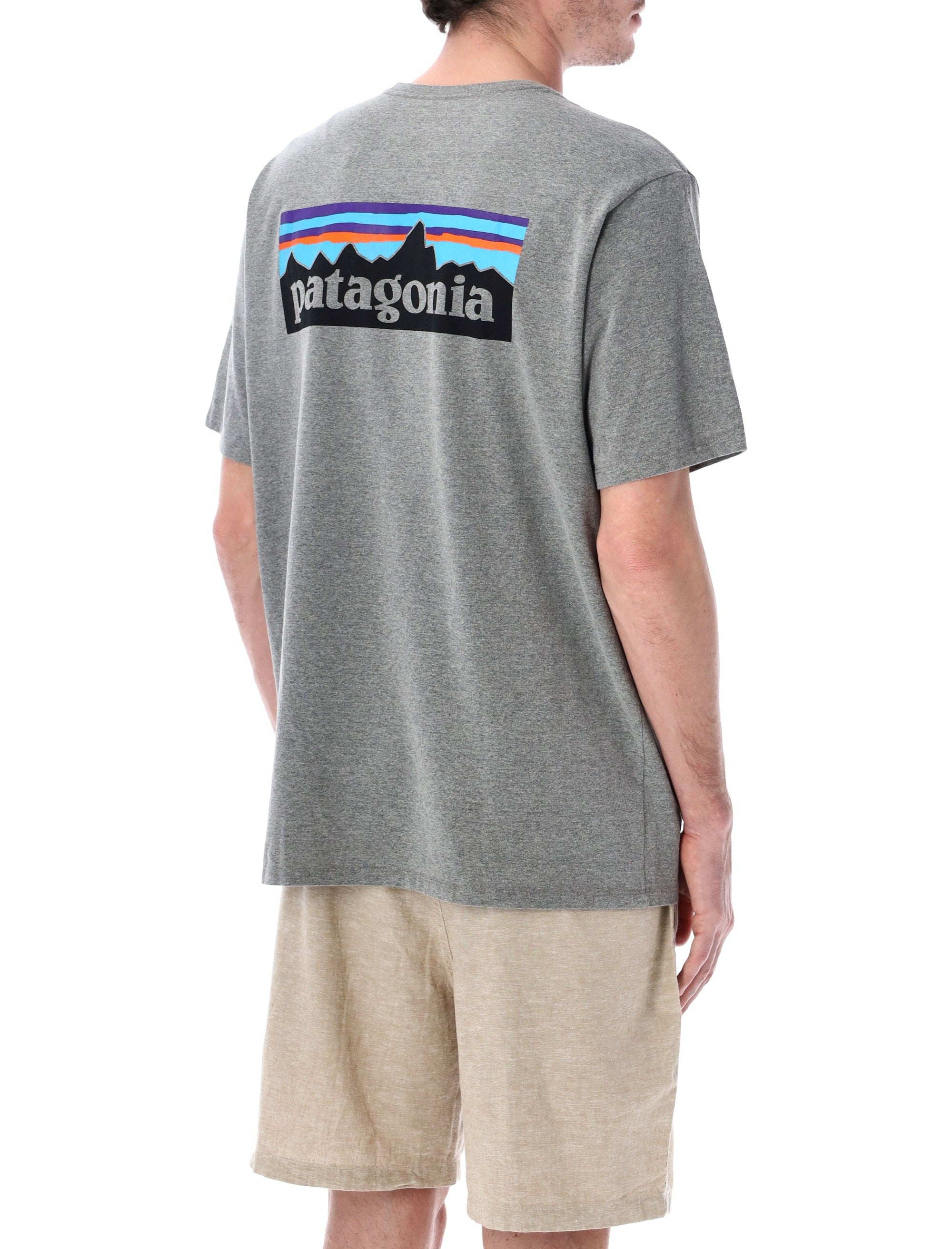 Patagonia P-6 Logo Responsibili-Tee Gravel Heather Recycled Cotton Tshirt