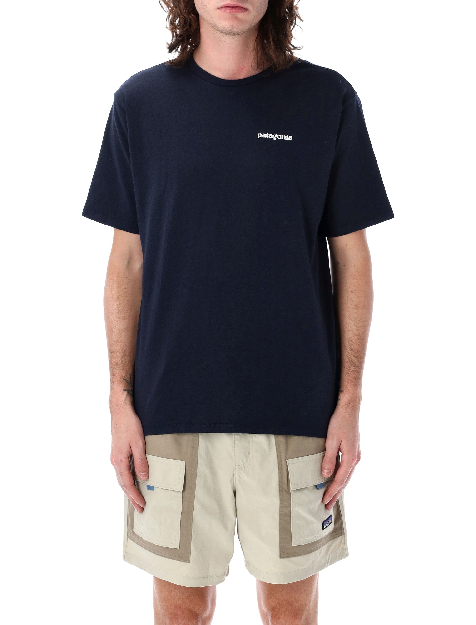 Patagonia P-6 Logo Responsibili-Tee Navy Recycled Cotton Tshirt