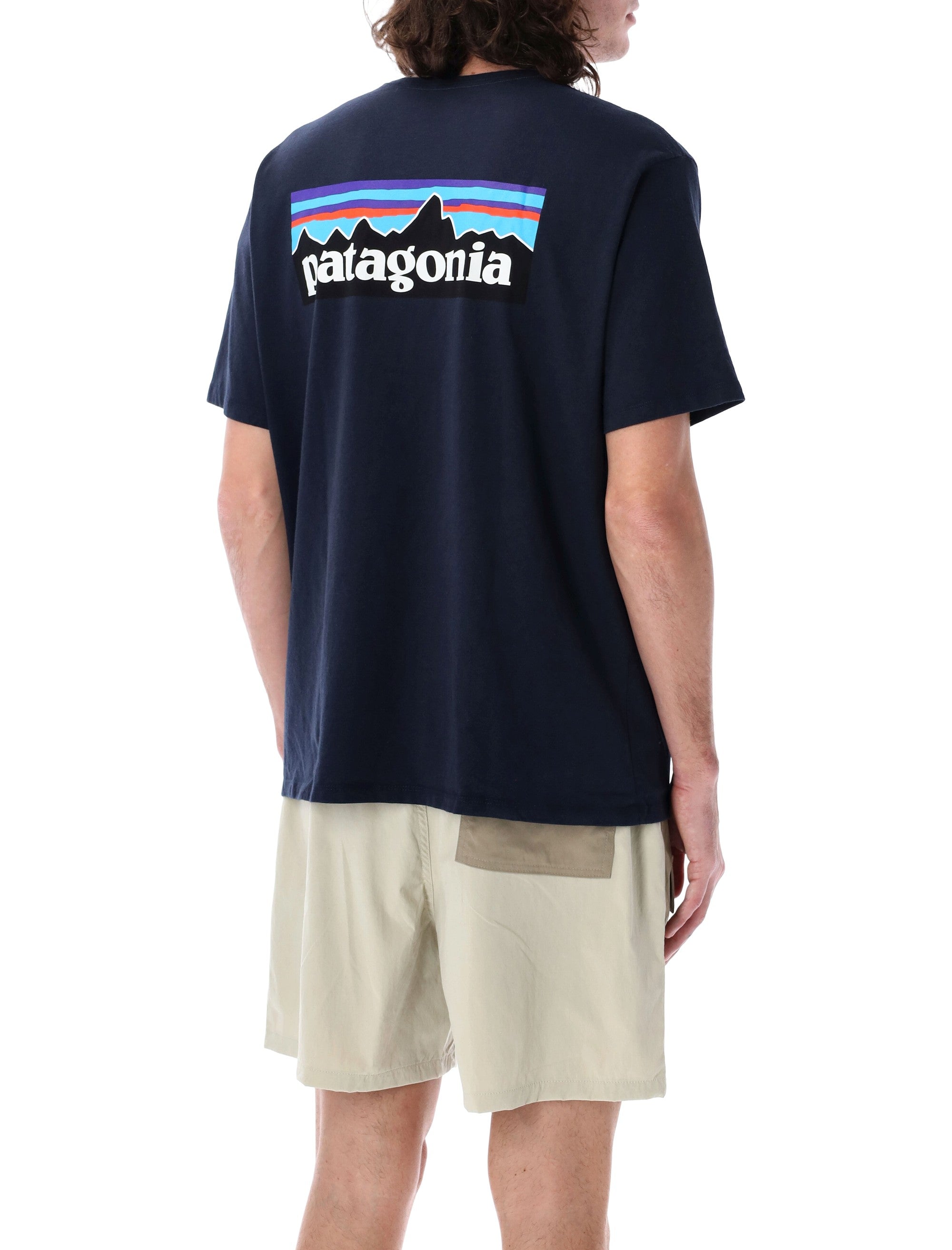 Patagonia P-6 Logo Responsibili-Tee Navy Recycled Cotton Tshirt
