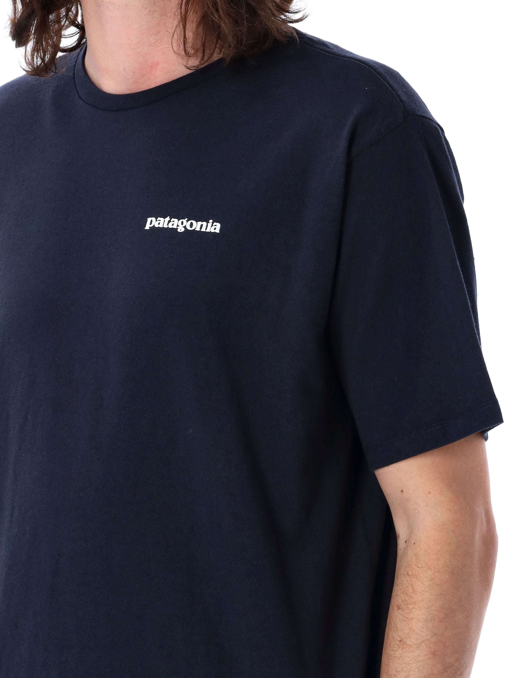 Patagonia P-6 Logo Responsibili-Tee Navy Recycled Cotton Tshirt