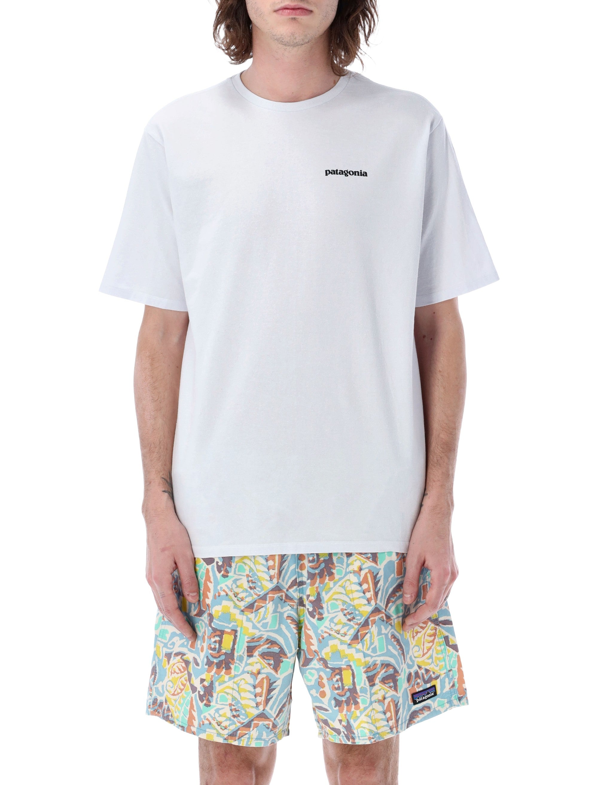 Patagonia P-6 Logo Responsibili-Tee White Recycled Cotton Tshirt
