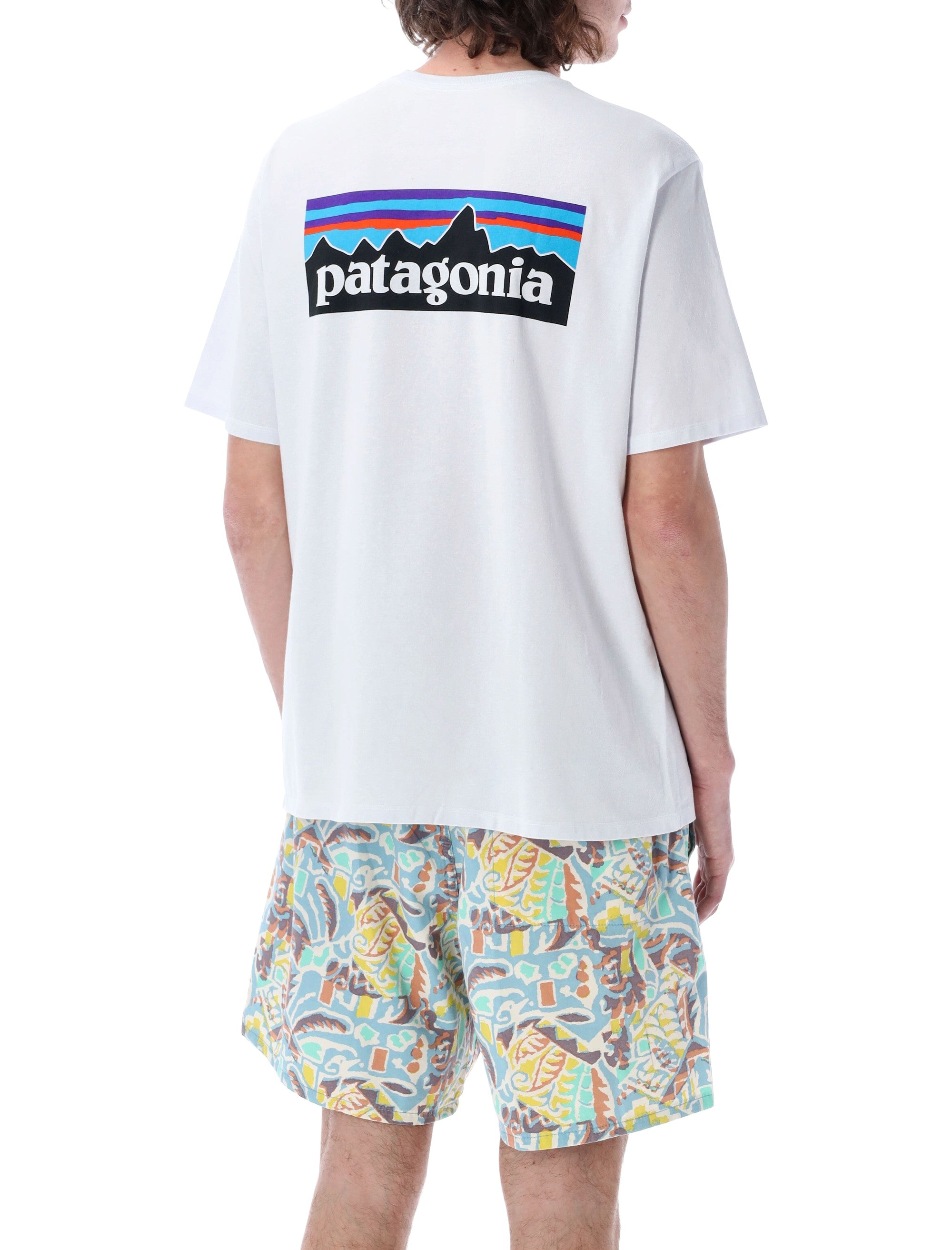 Patagonia P-6 Logo Responsibili-Tee White Recycled Cotton Tshirt