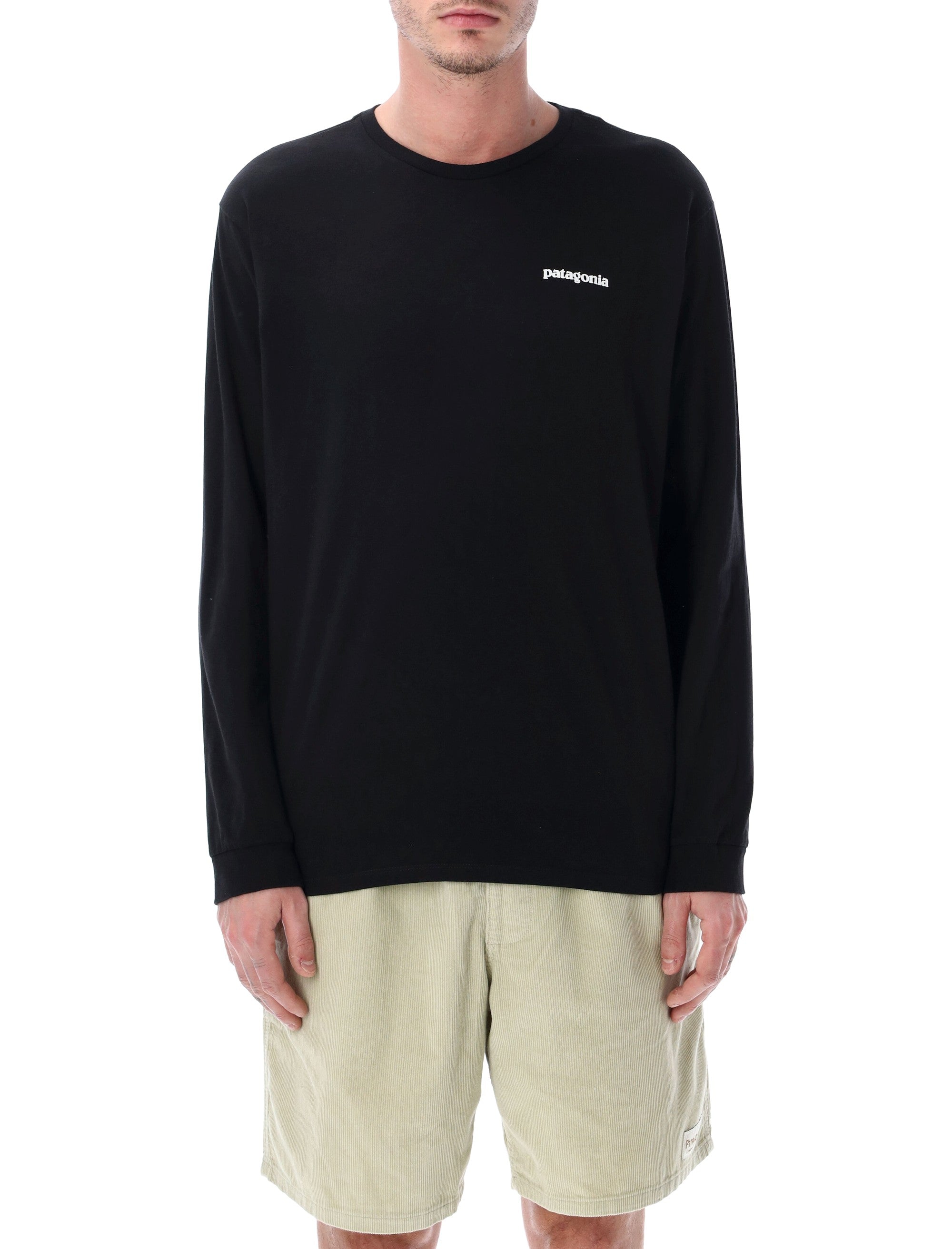 Patagonia P-6 logo long-sleeve t-shirt Black Recycled Cotton Tshirt