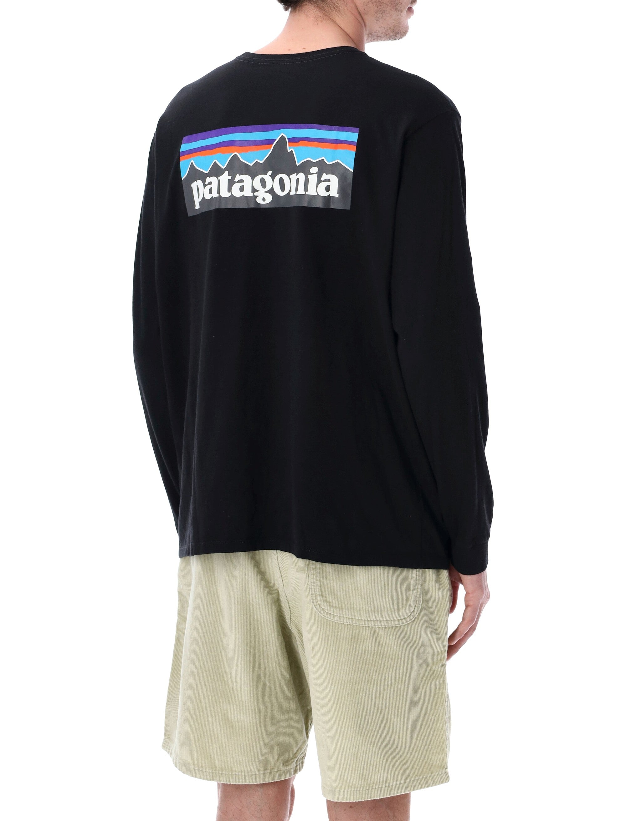 Patagonia P-6 logo long-sleeve t-shirt Black Recycled Cotton Tshirt