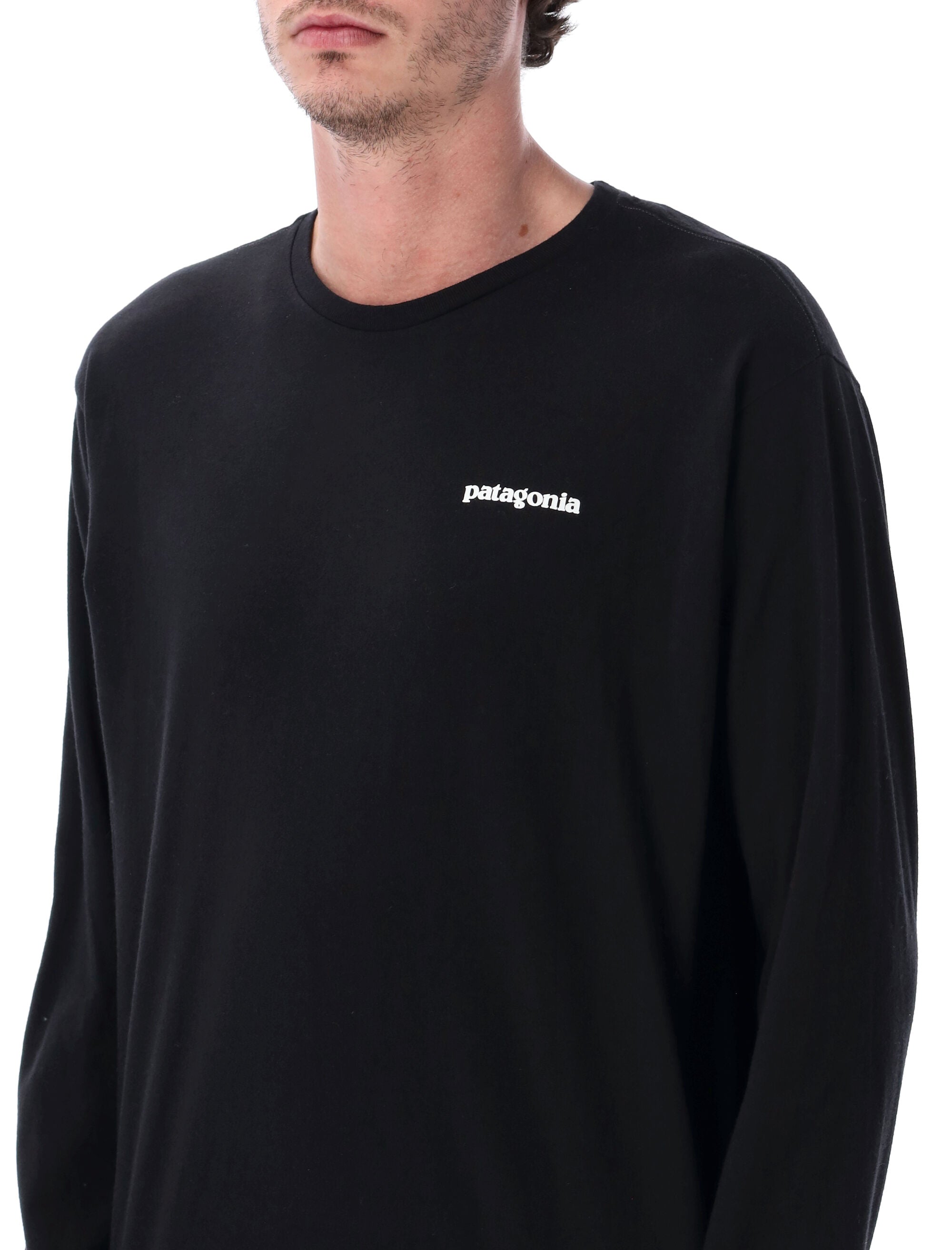 Patagonia P-6 logo long-sleeve t-shirt Black Recycled Cotton Tshirt