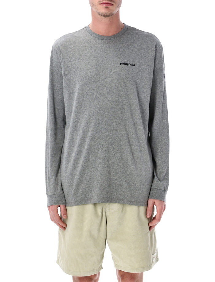 Patagonia P-6 logo long-sleeve t-shirt Gravel Heather Recycled Cotton Tshirt