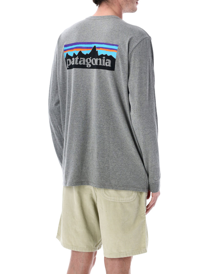 Patagonia P-6 logo long-sleeve t-shirt Gravel Heather Recycled Cotton Tshirt
