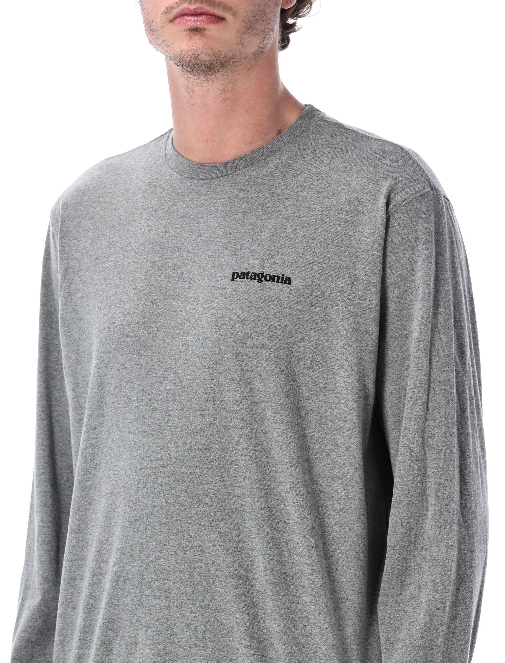 Patagonia P-6 logo long-sleeve t-shirt Gravel Heather Recycled Cotton Tshirt