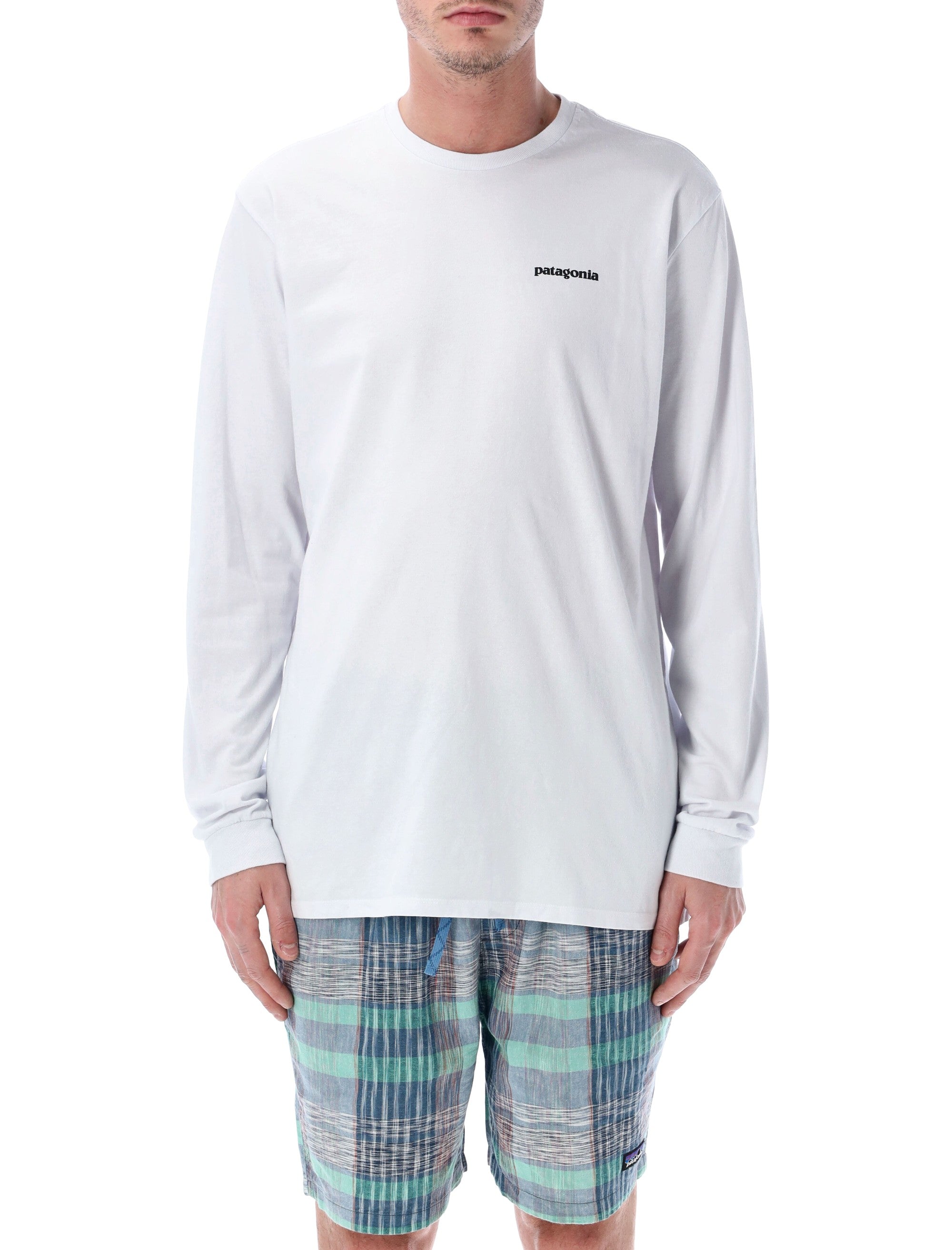 Patagonia P-6 logo long-sleeve t-shirt White Recycled Cotton Tshirt
